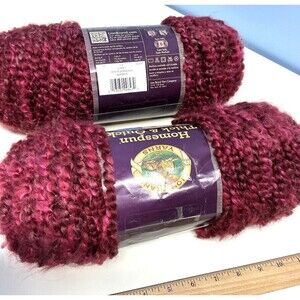 2 Lion Brand Homespun Claret Yarn Rouge Bordeaux Granate #436 Skeins 160yd - 8oz